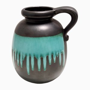 Vase Fat Lava Vintage en Céramique Multicolore 484-30 Noir et Bleu de Scheurich Wgp, 1970s