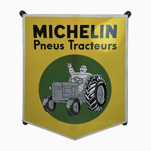 Michelin Tractor Sign in Enamel and Metal, 1960s