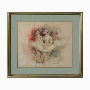 Montserrat Barta, Drei Ballerinas, 1950er, Aquarell