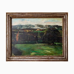 Paisaje impresionista, años 20, óleo sobre lienzo, enmarcado