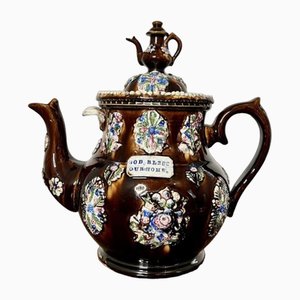 Large Antique Bargeware Tea Pot, 1900s