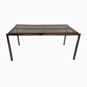 Chrome Dining Table with Smoked Glass Top from Roche Bobois, 1960s