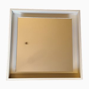 Vintage Wall Mirror with Square Frame in White Painted Chipboard, 1970s