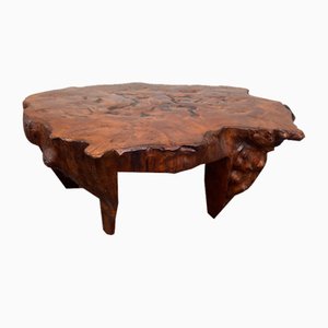 Brutalistic Coffee Table in Burr Elm, 1950s