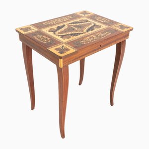 Music Box Wooden Coffee Table with Inlaid Top, 1950s