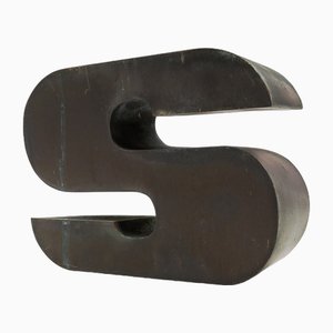 Mid-Century Modern Patinated Copper Letter S, Germany, 1960s-1970s