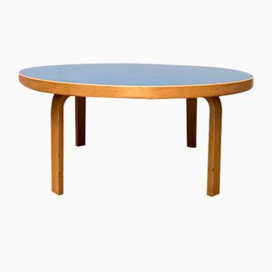 Mid-Century Round Blue Coffee Couch Table by Alvar Aalto for Artek, 1960s