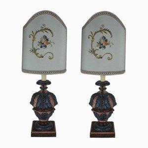 Living Room Lamps with Embroidery, 1970s, Set of 2