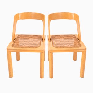 Chaises Viennoises en Paille et Bois attribuées à RB Rossana, Italie, 1970s, Set de 2