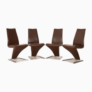 Model 7800 Chairs in Brown Leather from Rolf Benz, Set of 4