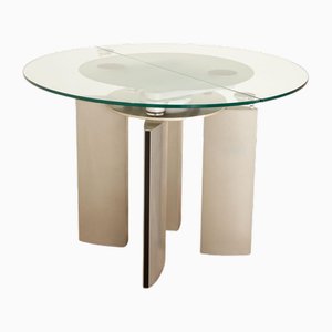 K / G 750 / E Dining Table in Glass and Silver Metal from Ronald Schmitt
