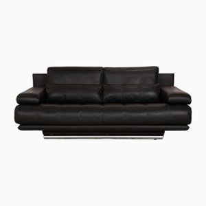 Modell 6500 2-Sitzer Sofa aus schwarzem Leder von Rolf Benz