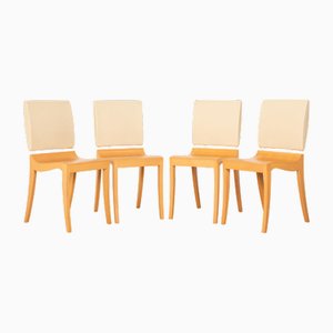 Sedia da pranzo Finn in legno e pelle di Ligne Roset, set di 4