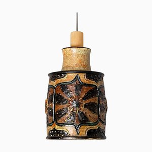 Lámpara colgante cilíndrica de cerámica, Dinamarca, años 70
