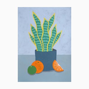 Giorgio Morandi, Planta de serpiente con naranjas, 2023, Acrílico sobre papel