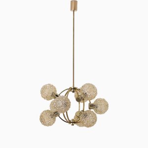 Lampadario con sfere ambrate nello stile di H. Tynell