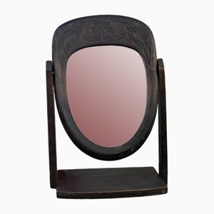 Espejo de tocador de mesa ovalada de madera