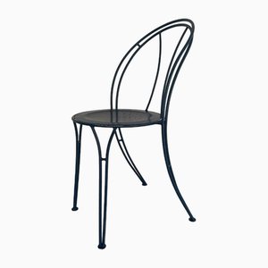 Dark Blue Metal Chair with Arch-Shaped Backside