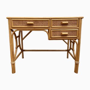 Vintage Cane Dressing Table with 3 Drawers