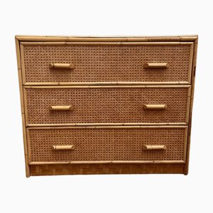 Mid-Century Bamboo and Rattan Chest of Drawers