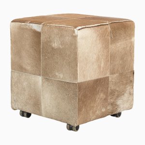 Vintage Pouf in Cowhide