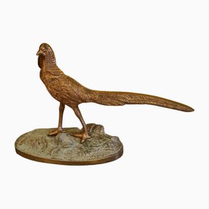 Gilt Bronze Pheasant on Pedestal, 1950s
