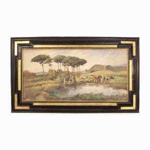 Paesaggio, Metà del XX secolo, Olio su tela, In cornice