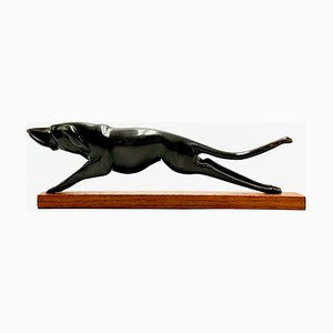 Vintage Art Deco Style Carved Hunting Dog Figurine, 1950s
