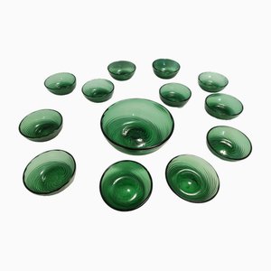 Grüne Empoli Dessertschalen aus mundgeblasenem Glas von Vetreria Etrusca, 1950er, 10 Set