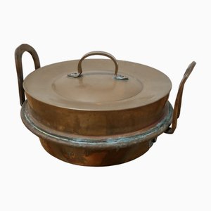 19th Century Round Copper Steaming or Warming Pan with Lid