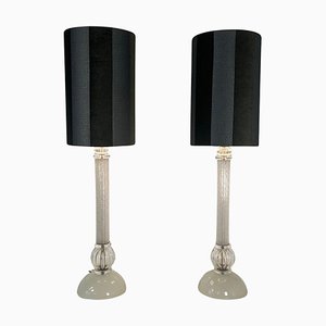 Italian Art Deco Style Murano Glass Table Lamps, 1980s, Set of 2