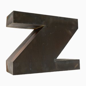 Letra Z Mid-Century moderna de cobre patinado, años 60