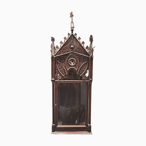 Antique Gothic Wall Chapel on Carved Wood and Crystal