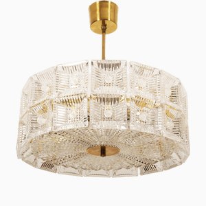 Brass and Crystal Chandelier by Carl Fagerlund for Orrefors, 1960s