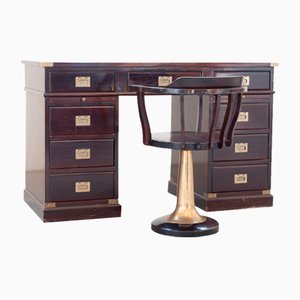 Bureau et Chaise Pivotante Style Naval, 1970, Set de 2