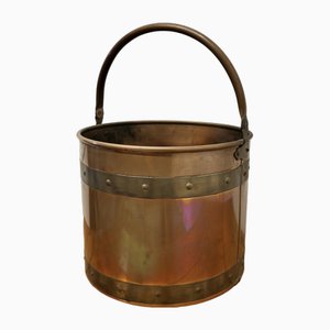 Riveted Copper and Brass Coal Bucket, 1920s