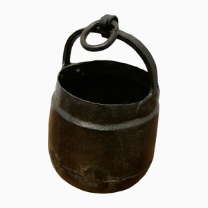 Small Heavy Hand Forged Iron Bucket, 1890s