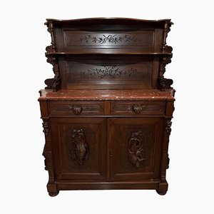 Jugendstil Sideboard aus massivem Nussholz, frühes 20. Jh.