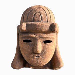 Ceramica Haniwa Warrior Head, Miyazaki, Giappone, anni '50