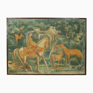 Caballero a caballo, años 90, Fresco sobre lienzo