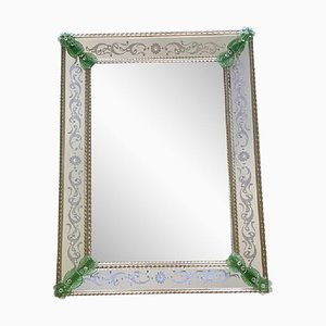 Venetian Rectangular Green Floreal Hand-Carving Mirror by Simoeng