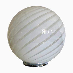 Weiße Spiral Tischlampe aus Muranoglas von Simoeng