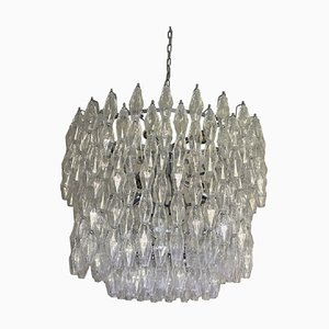 Lámpara de araña grande de cristal de Murano Poliedri claro de Simoeng