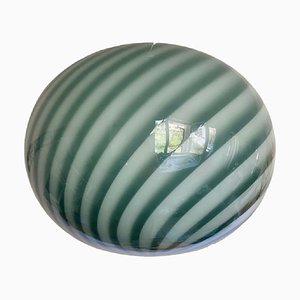 Ovale Hängelampe aus Muranoglas in Grün und Weiß von Simoeng