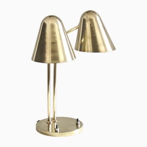 Mid-Century Adjustable Brass Library Lamp by Jacques Biny for Luminalité, 1950s