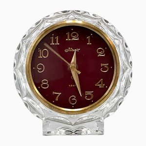 Horloge Vintage en Verre de Cristal et Laiton de Majak, 1970s