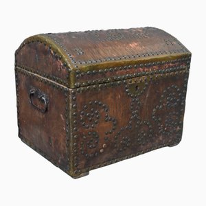 Antique Leather and Wood Trunk