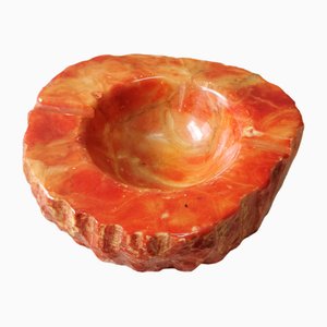 Vintage Coral Red Ashtray in Marble, 1960/70s