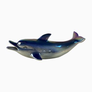 Delfín de porcelana esmaltada, Italia, años 50