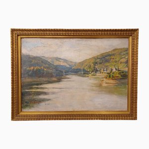 Roger Serpantie, Landscape, Oil on Canvas, 20th Century, Framed